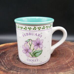 Vintage February Violet Mug Papel Flower of the Month Korea 3.5"